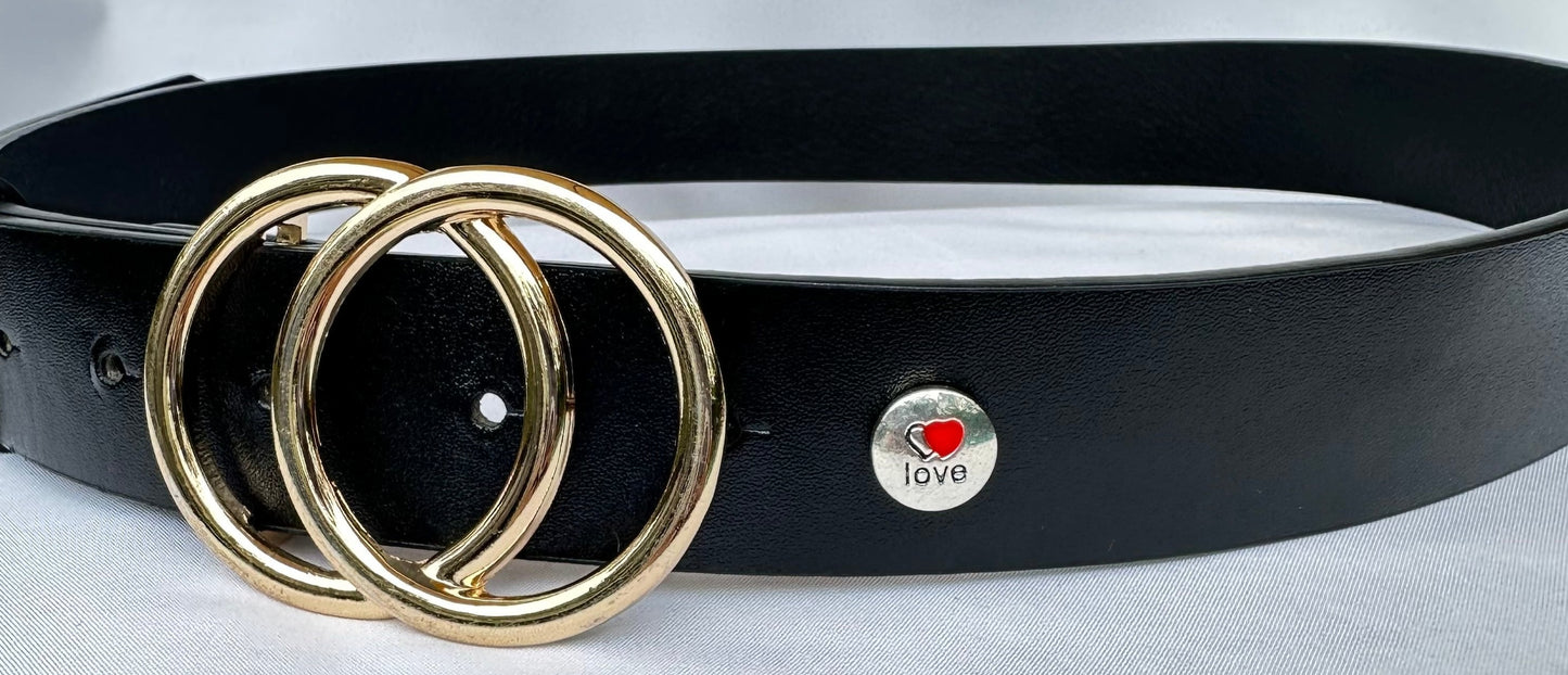 Double Heart Love Charm for Belts, Bags and Watch Bands