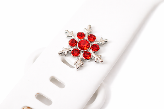 Large Snowflake Charm (Red Stone)