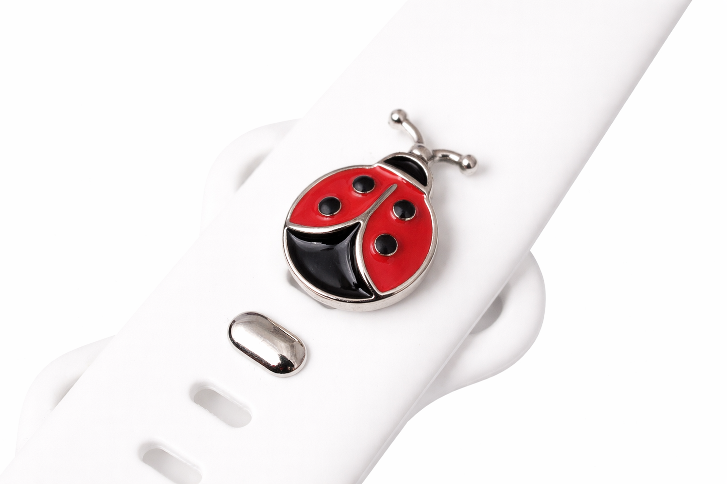 Ladybug Jewelry Charm for Watch Band (Beautiful Silver, Red and Black Color)