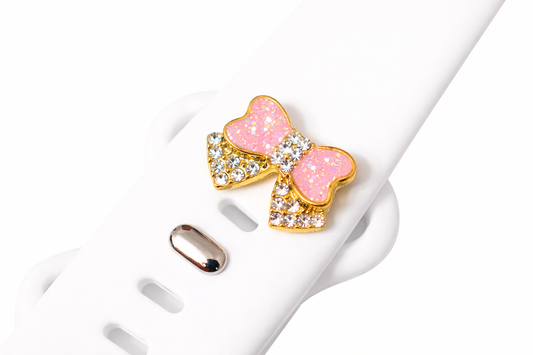 Pretty Pink Ribbon Bow Charm for Watch Bands