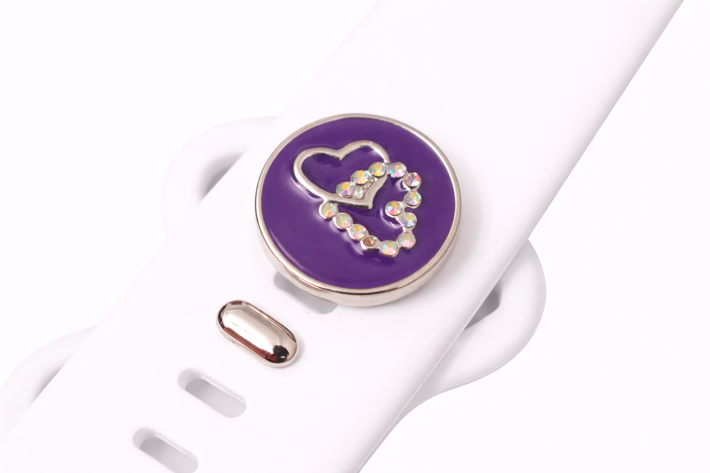 Purple Double Heart Jewelry Charm with Rhinestones