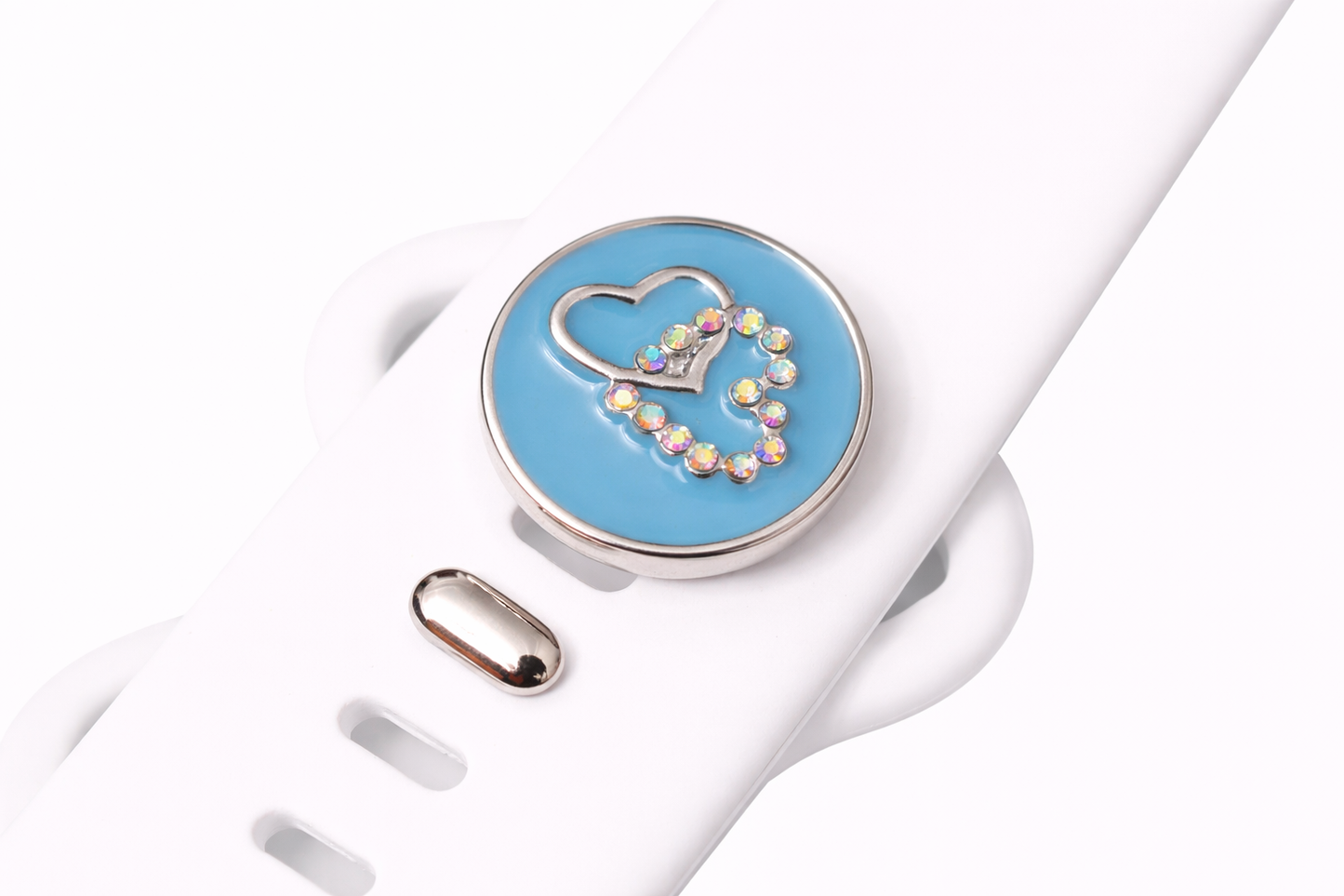 Blue Double Heart Jewelry Charm with Rhinestones