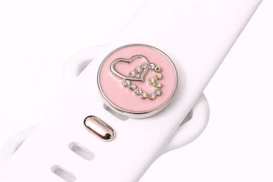 Pink Double Heart Jewelry Charm with Rhinestones