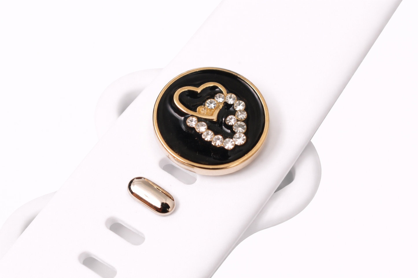 Double Heart Watch Band Charm (Gold and Black)