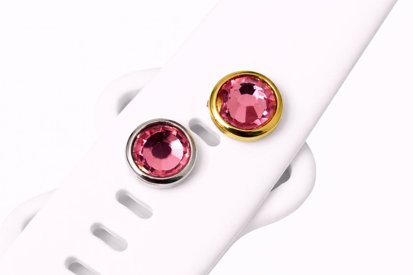 Pink Rose October Colored Birthstone Charm for Watchbands