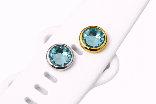 Aquamarine Light Blue Colored Birthstone Charm for Watchbands - March Birthstone Color