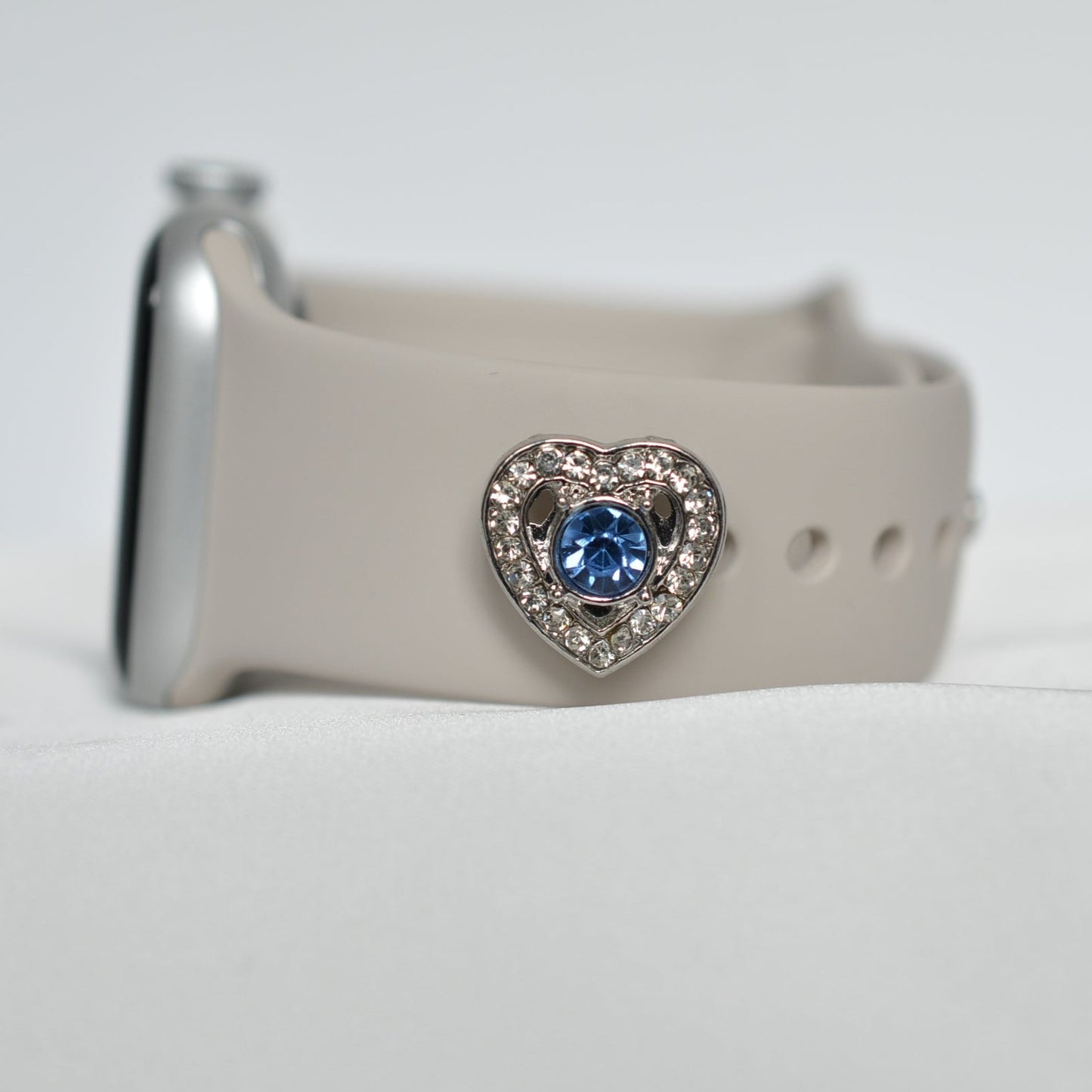 Blue Stone Heart Charm for Belt, Bag and Watch Bands