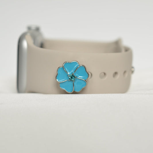 Light Blue Flower Charm for Belt, Bag and Watch Bands
