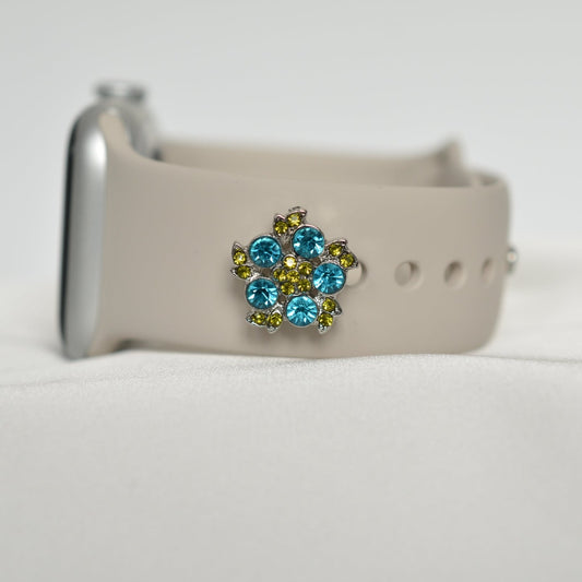 Blue and Green Flower Charm for Belt, Bag and Watch Bands