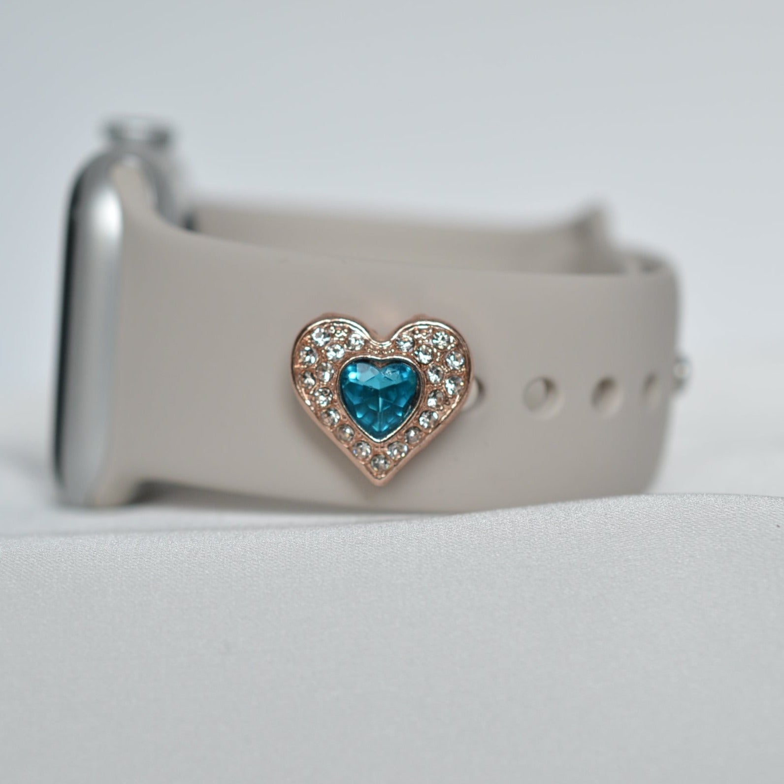 Blue Heart with Gold Trim Charm for Belts, Bags and Watch Bands