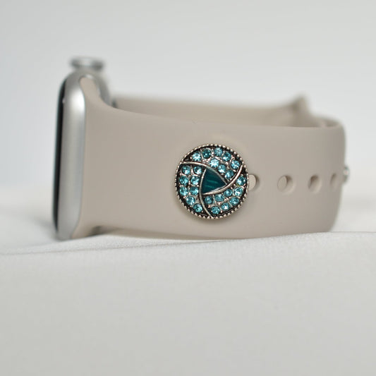 Light Blue with a Splash of Turquoise Stone Charm for Belt, Bag and Watch Bands