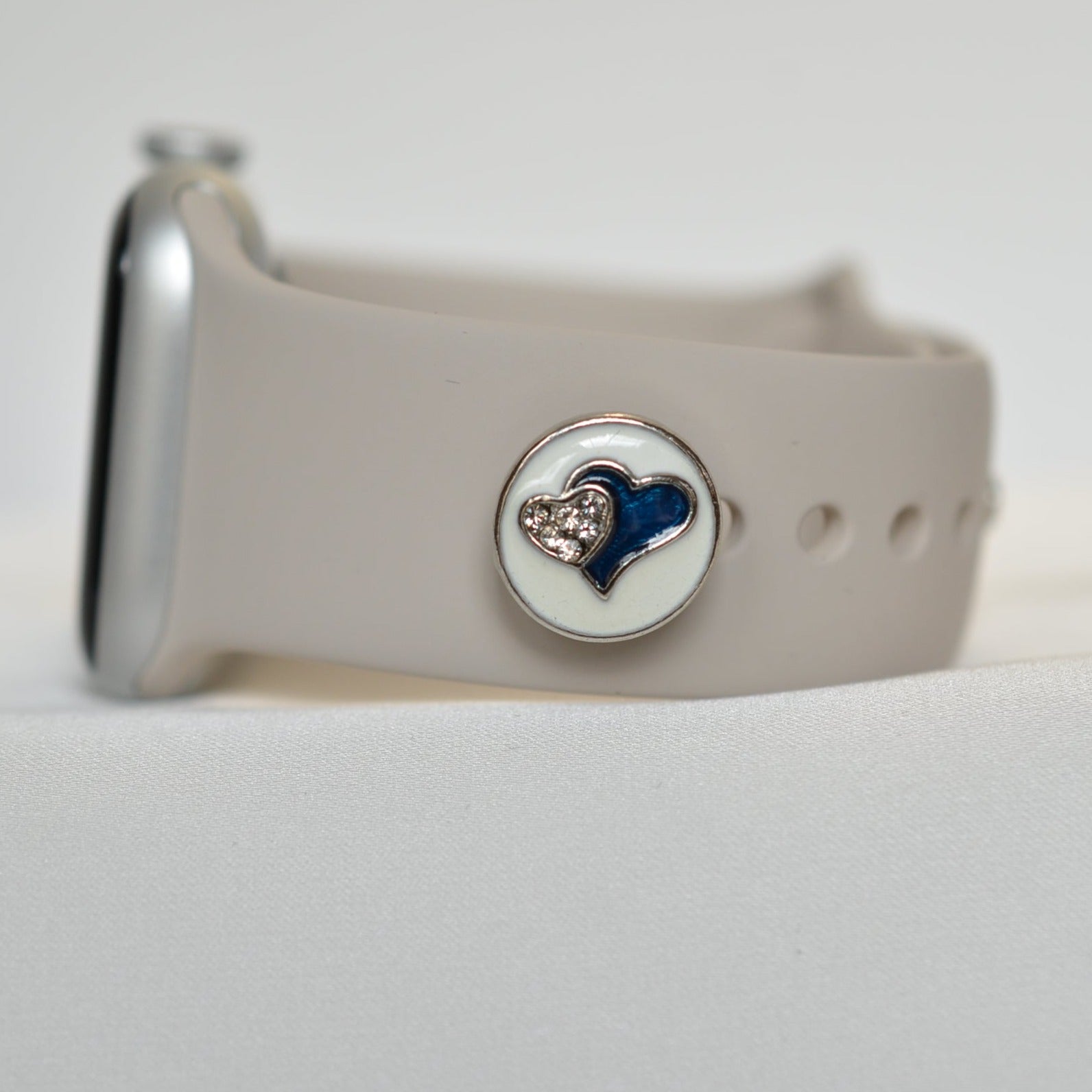 Blue Double Heart Charm for belts, bags and watch band charms
