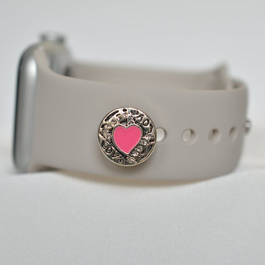 Pink Heart Love Charm for Belts, Bags and Watch Bands