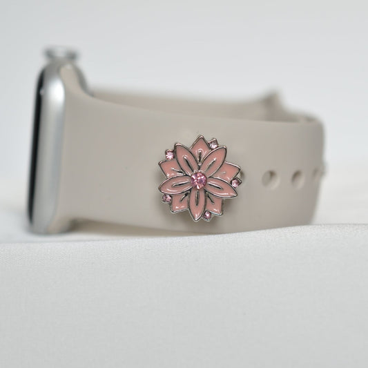Light Pink Petal Flower with Pearl Charm for Belt, Bag and Watch Bands