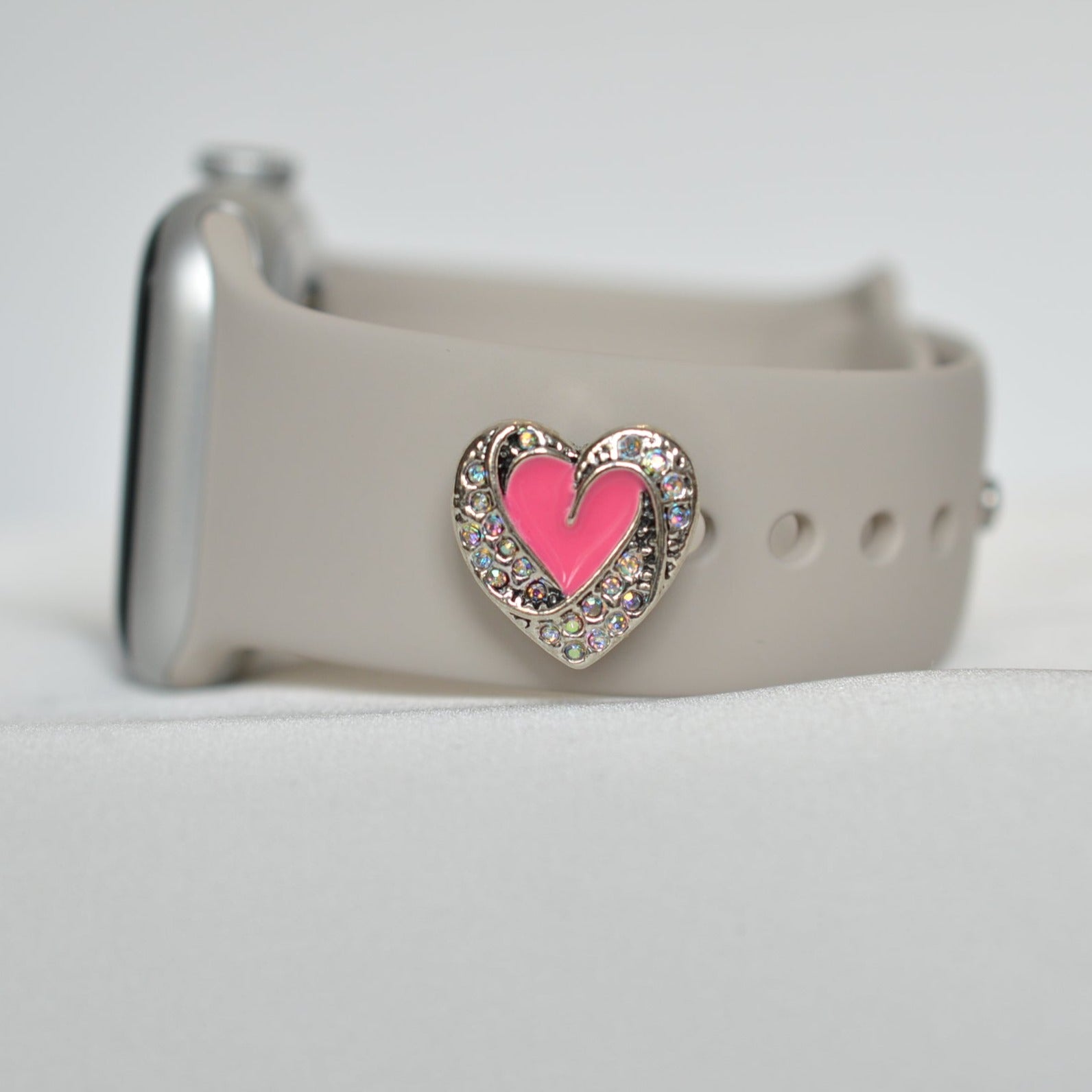 Pink Heart Charm for Belts, Bags and Watch Bands
