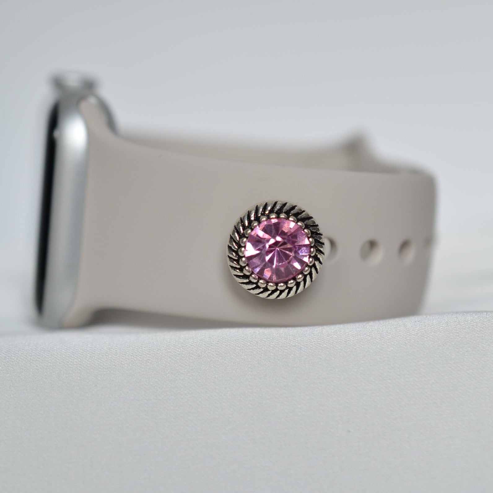 Pink Stone Charm for Belts, Bags and Watch Bands
