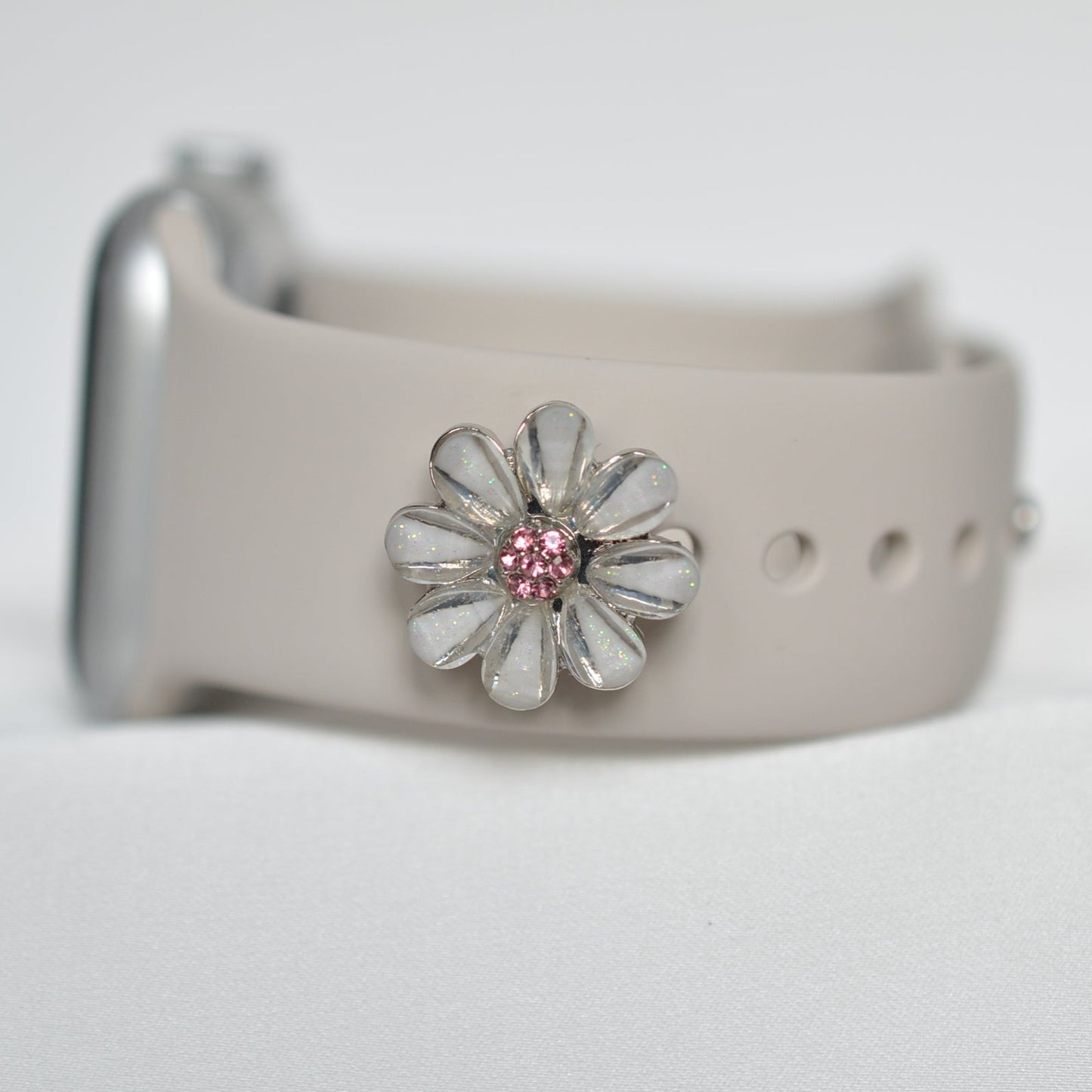 Pink Petal Flower Stone Charm for belts, bags and watch bands