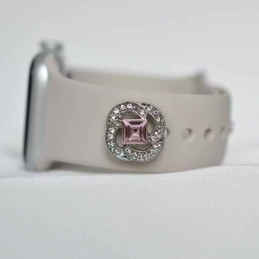 Pink Square Charm for belts, bags and watch bands