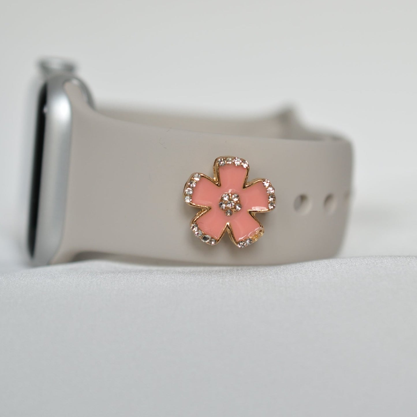 Light Orange - Pink Flower Charm for Belts, Bags and Watch Bands