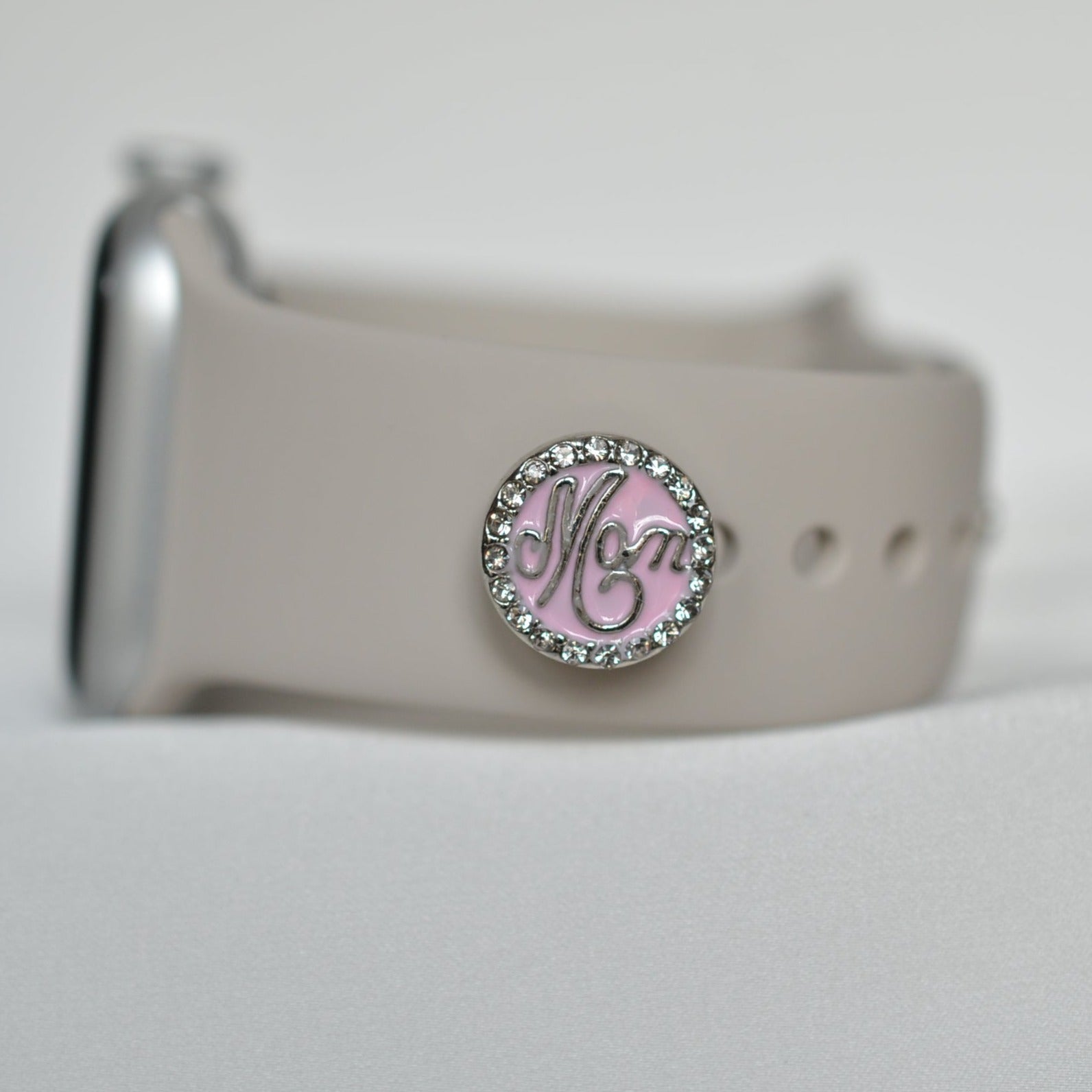 Mom Charm with Clear Rhinestone Charm  for Belts, Bags and Watch Bands