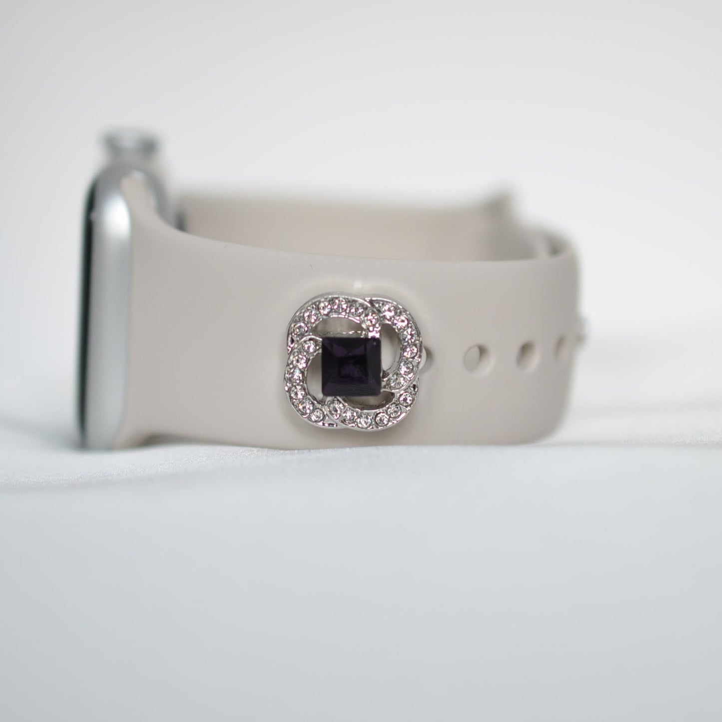Purple Square and Clear Stone Charm for Belts, Bags and Watch Bands