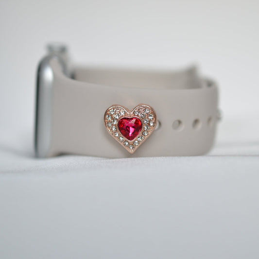 Hot Pink Heart Charm for Belts, Bags and Watch Bands 