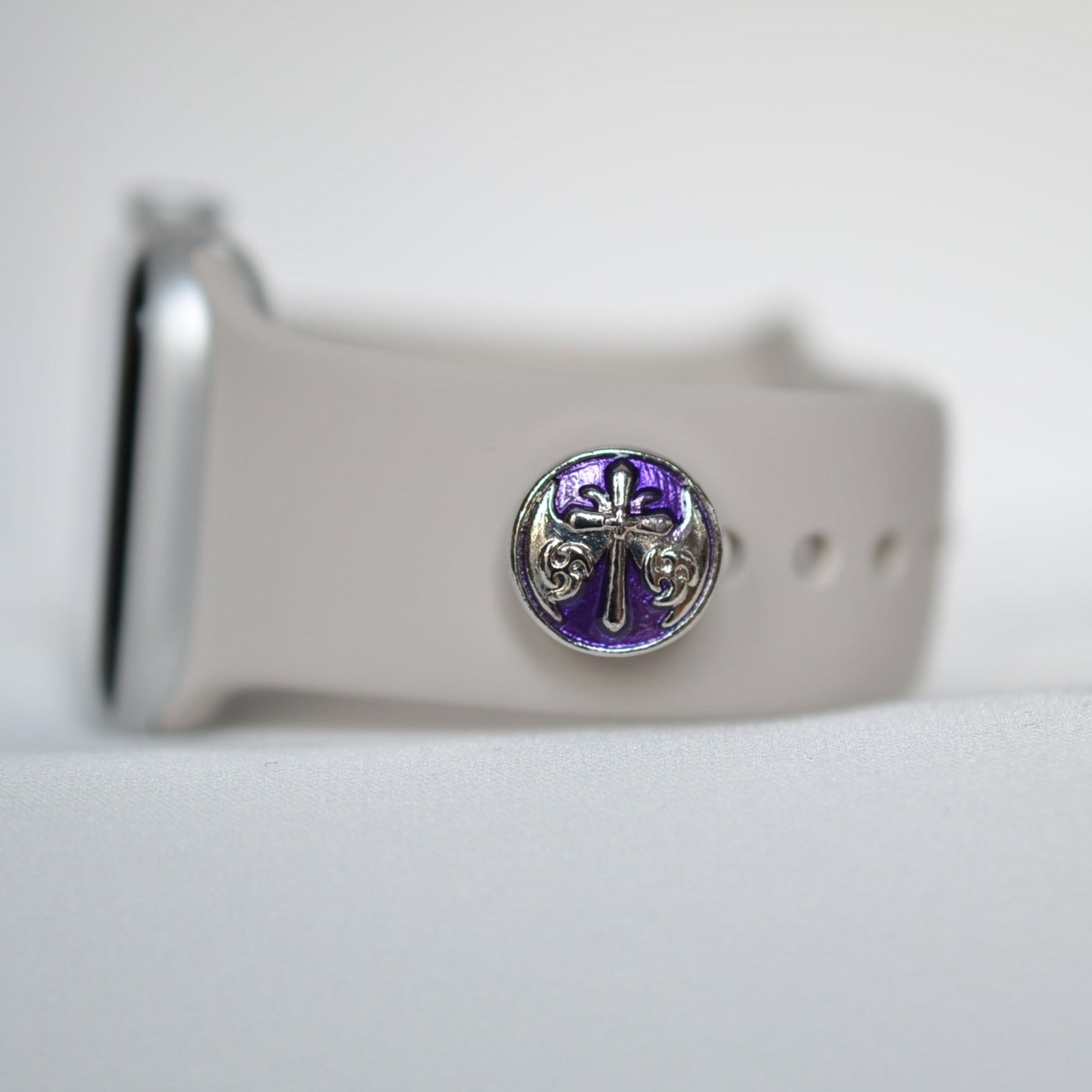Purple Cross Charm for Belts, Bags and Watch Band Charms