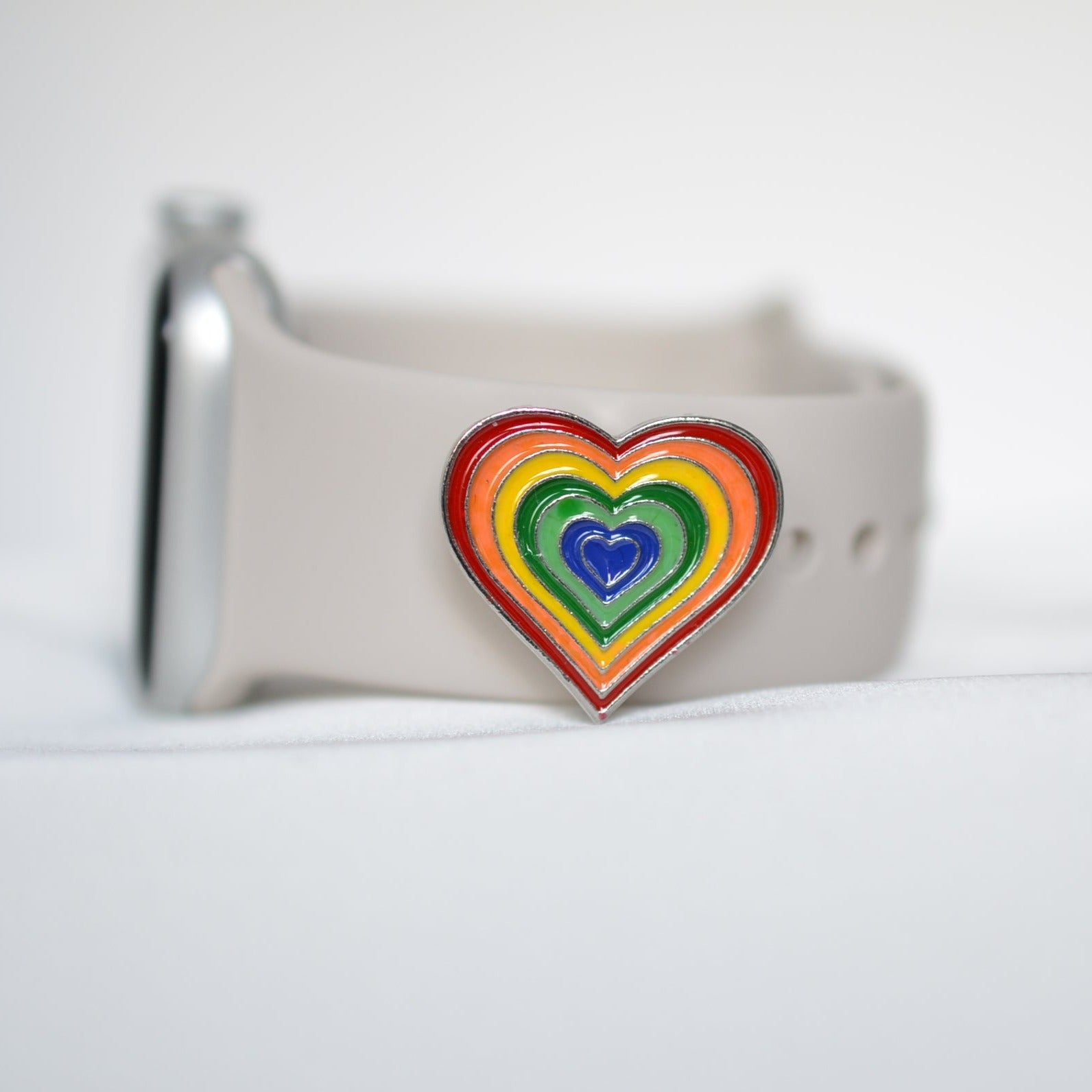 Rainbow, LGBTQ, Gay Pride Heart Charm for Belts, Bags and Watch Bands