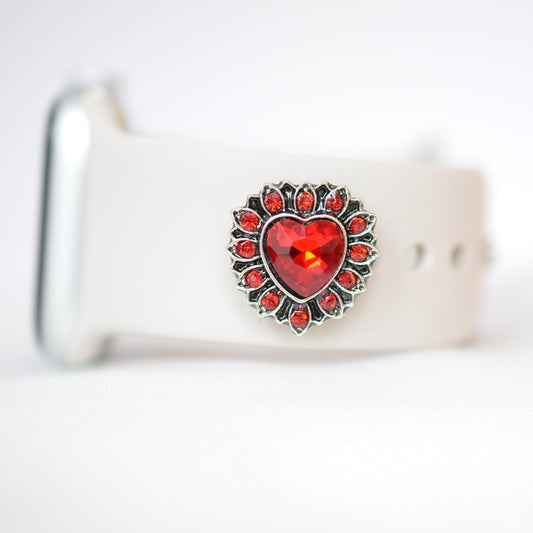 Red Heart Charm for Watch Bands, Belts and Bags