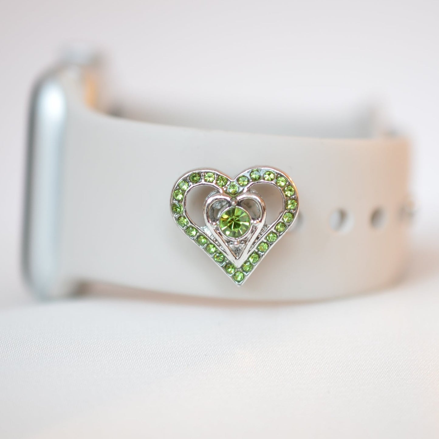 Green Heart Charm for Belts, Bags and Watch Bands