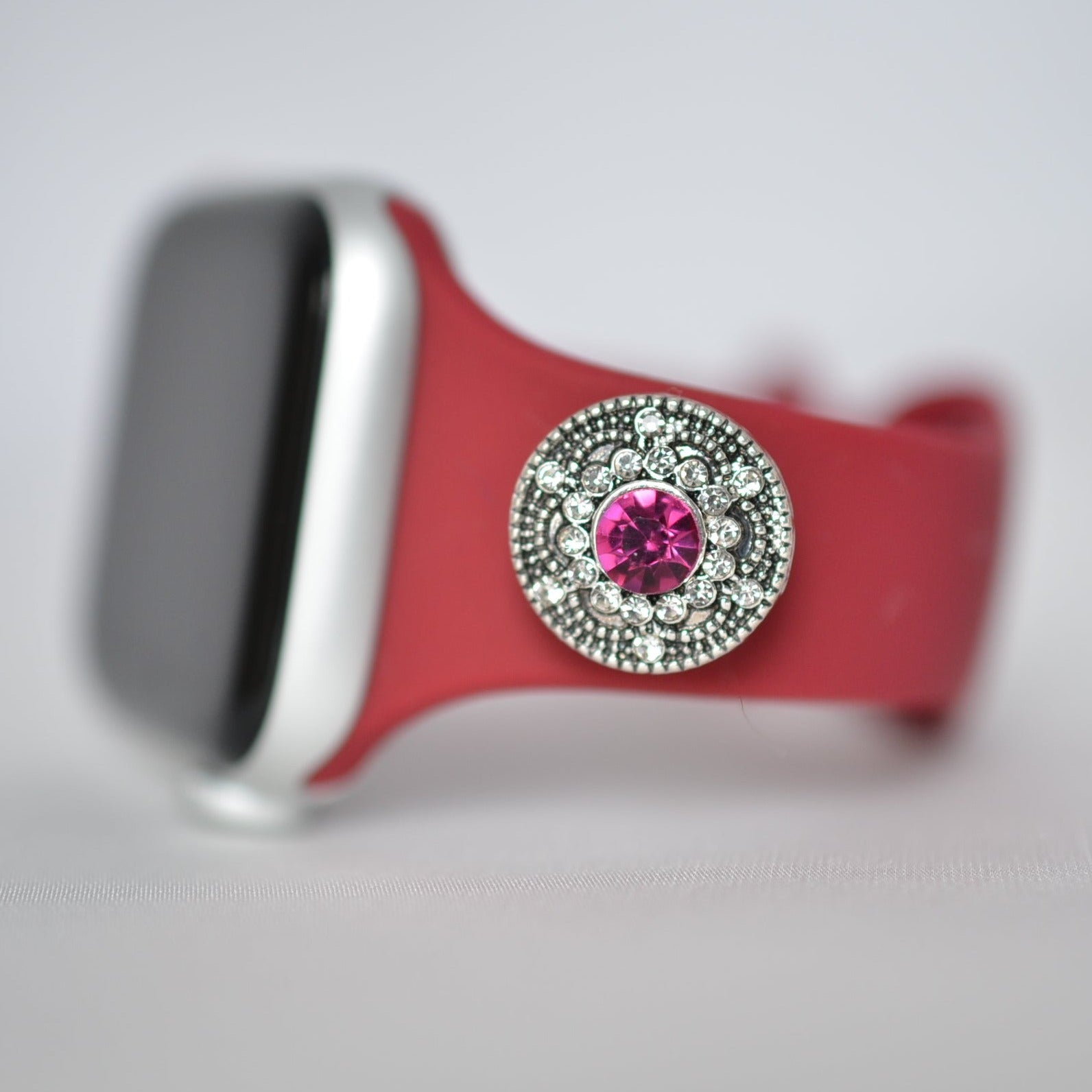 Burgundy Red Apple Band with Charm 