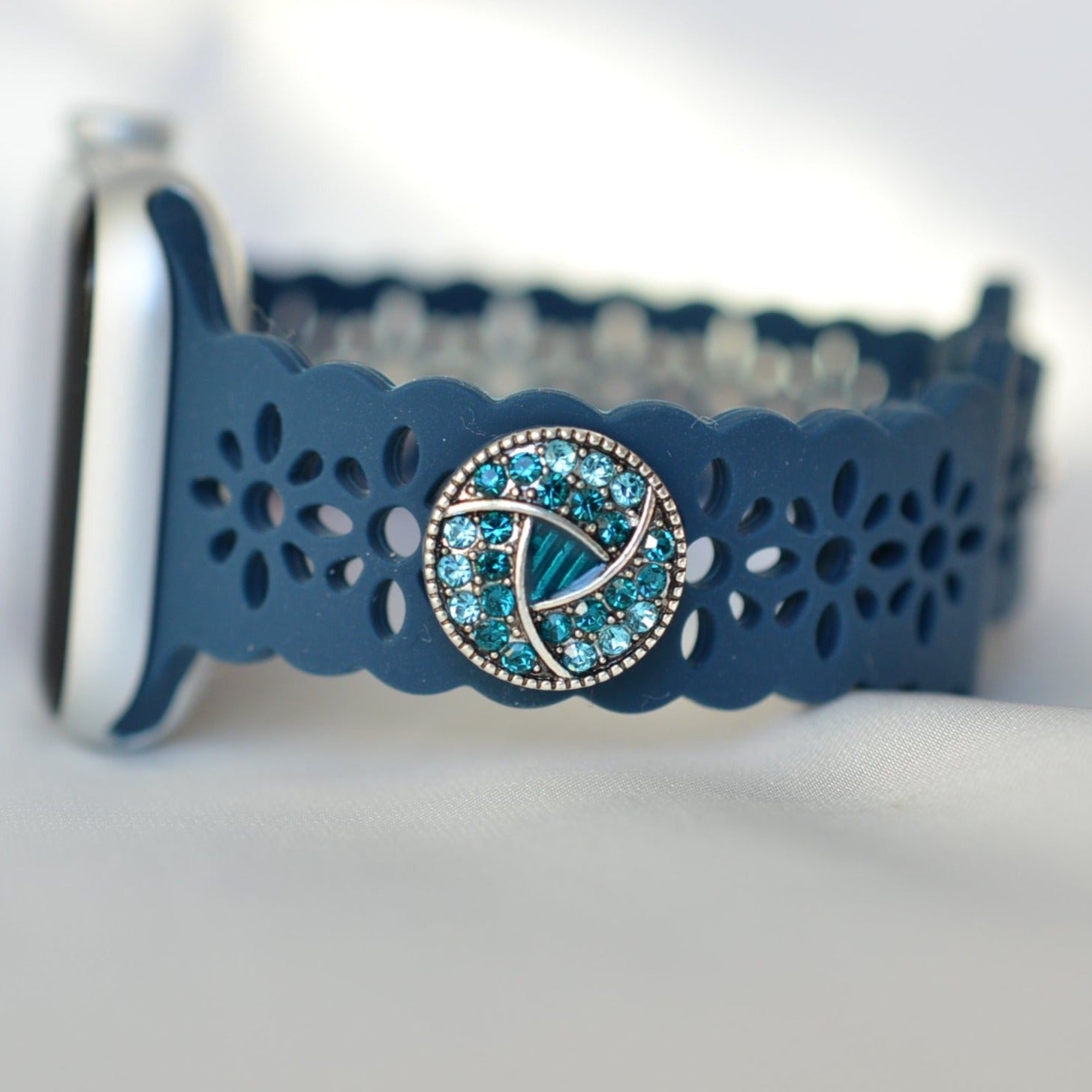 Navy Blue Flower Band with Charm