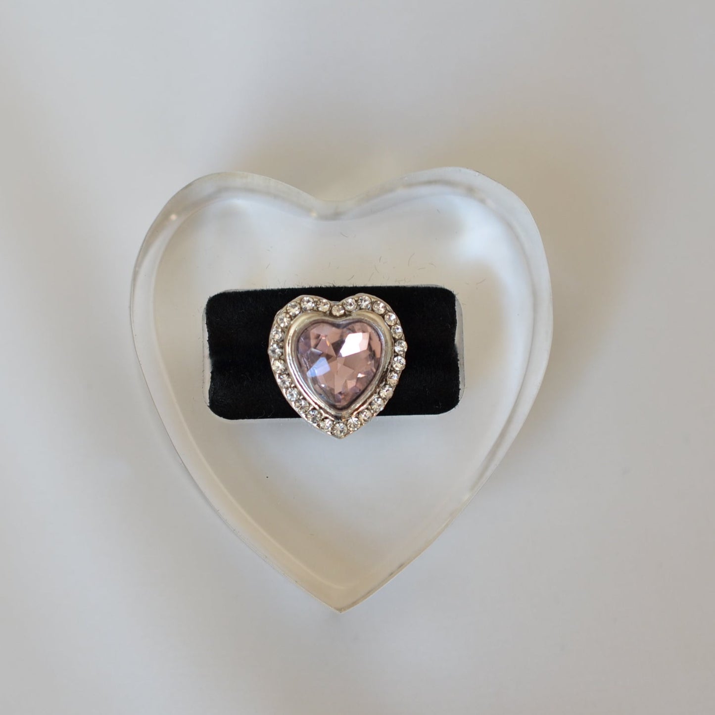 Pink Heart with Rhinestone Charm for belts, bags and watch bands