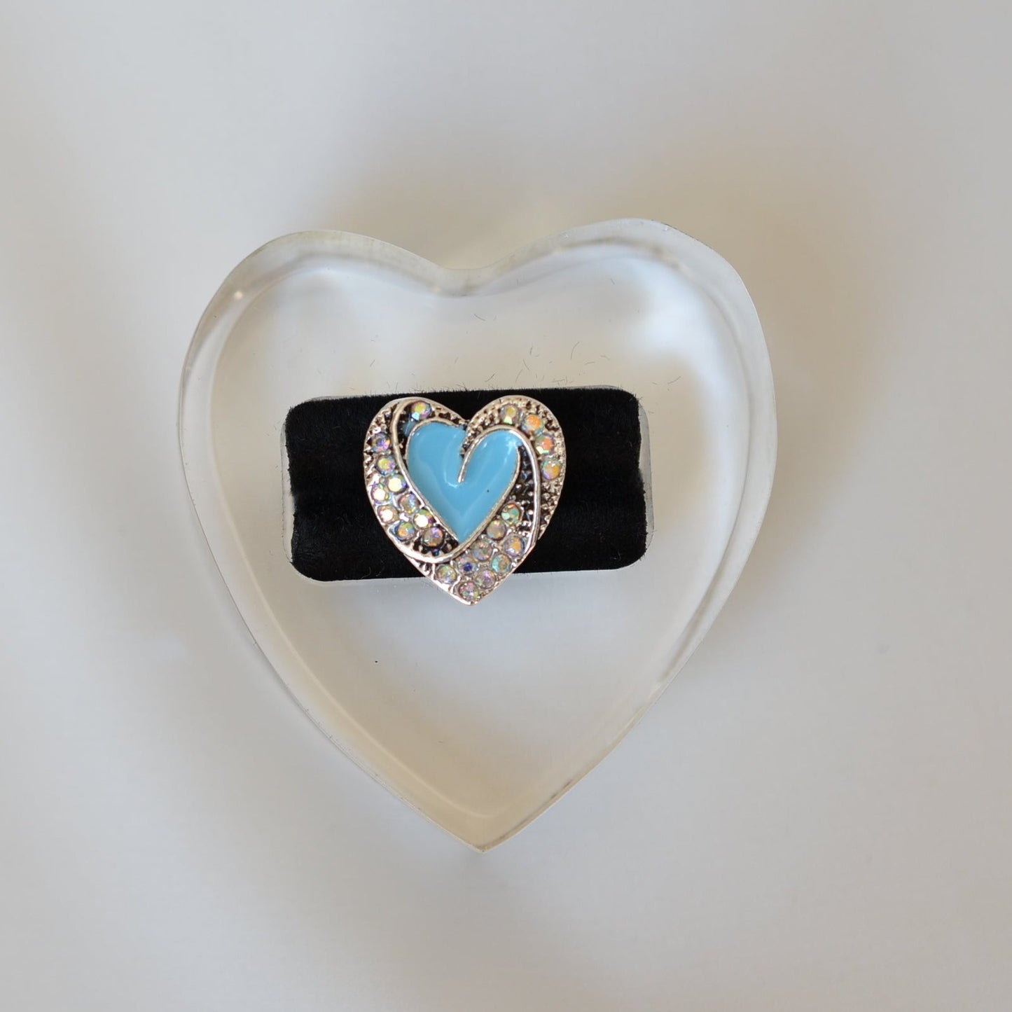 Beautiful Blue Heart with AB Rhinestone Charm for Belts, Bags and Watch Bands