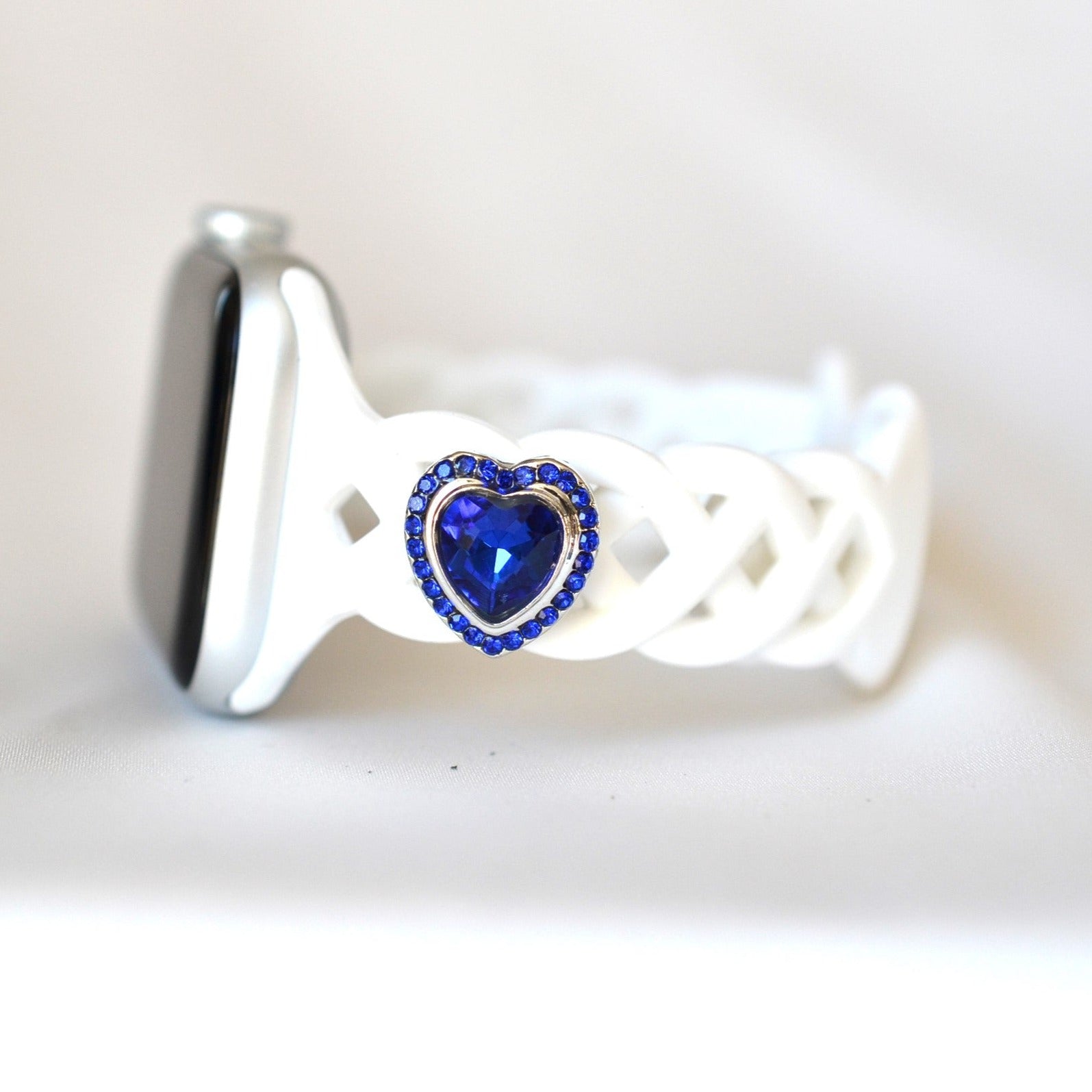 l Blue Heart Stone with Blue Rhinestone Charm for Belts, Bags and Watch Bands