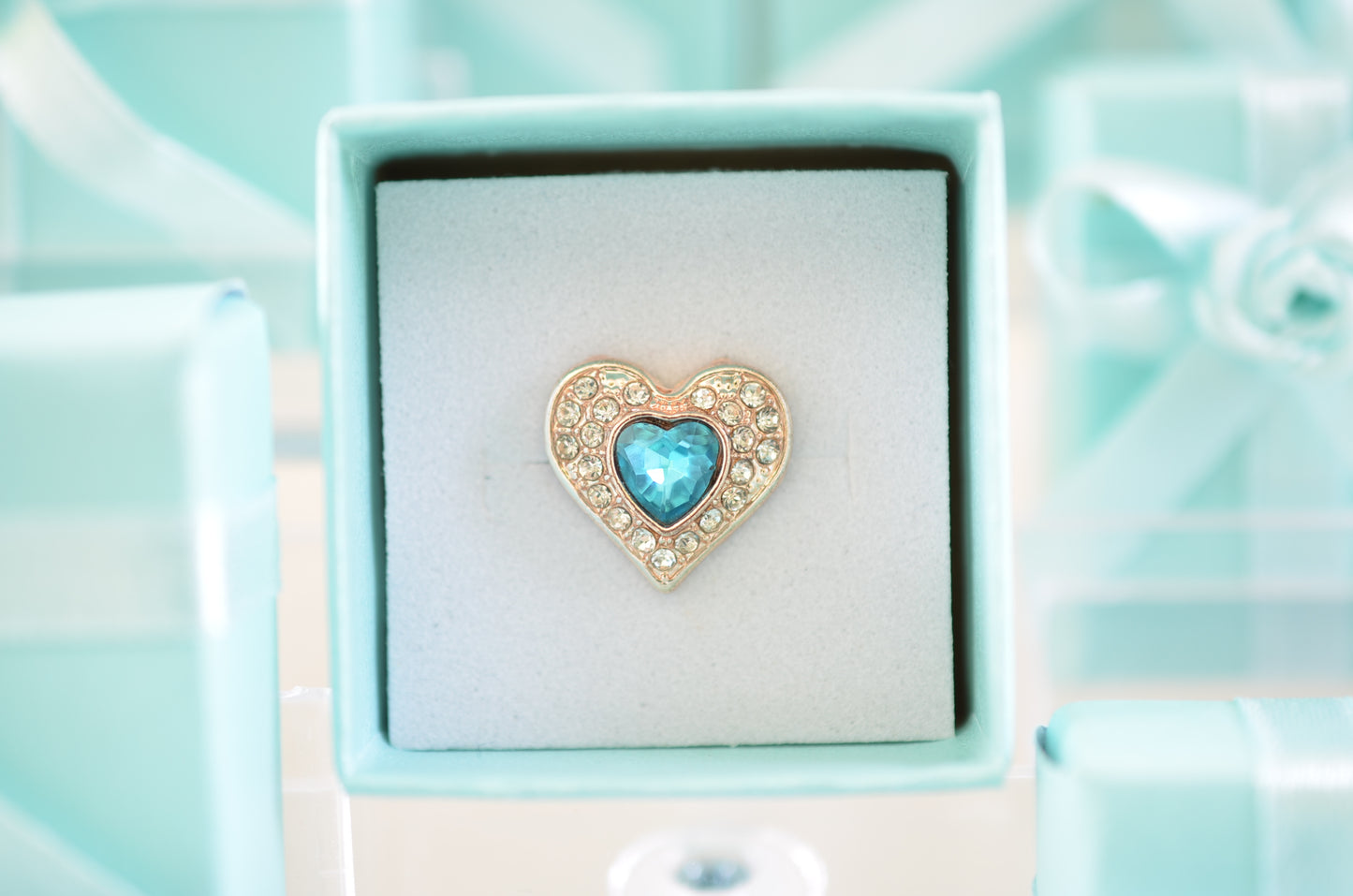 Blue Heart with Gold Trim Charm for Belts, Bags and Watch Bands