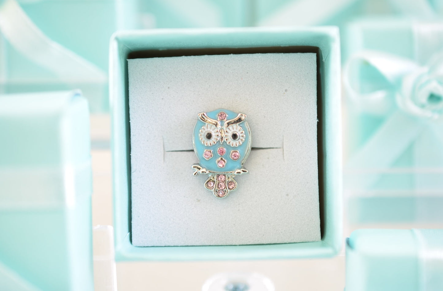 Blue and Pink Owl Charm for Belt, Bag and Watch Bands