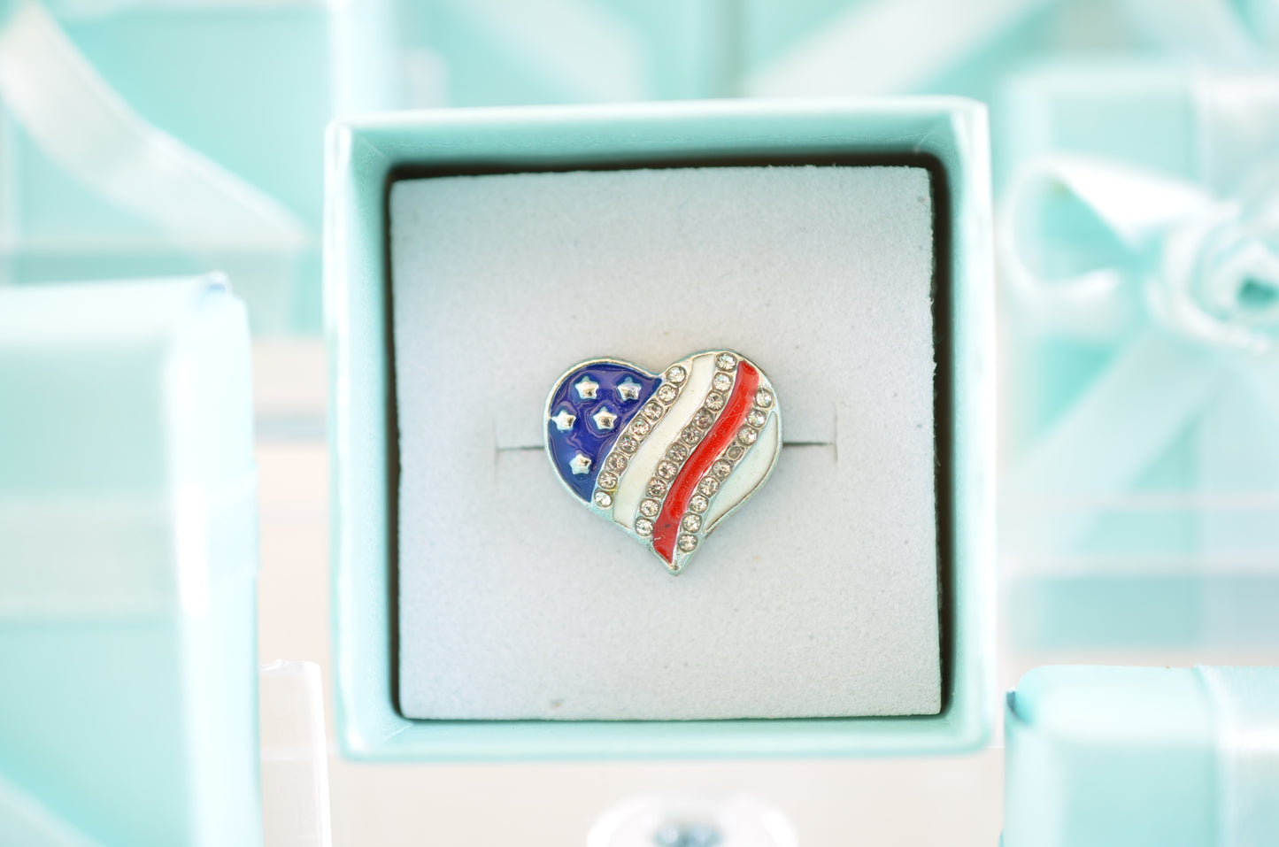 Heart Red, White and Blue Charm for Belt, Bag and Watch Bands