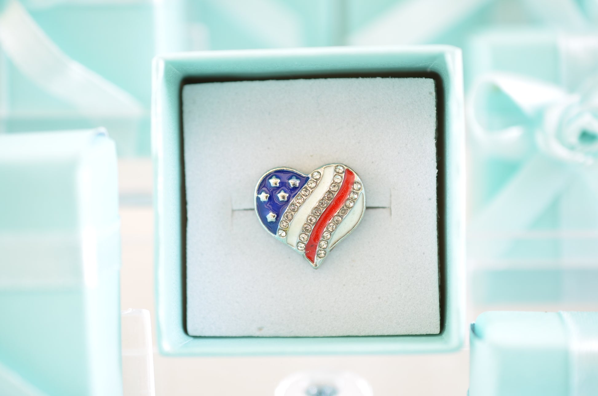 Heart Red, White and Blue Charm for Belt, Bag and Watch Bands