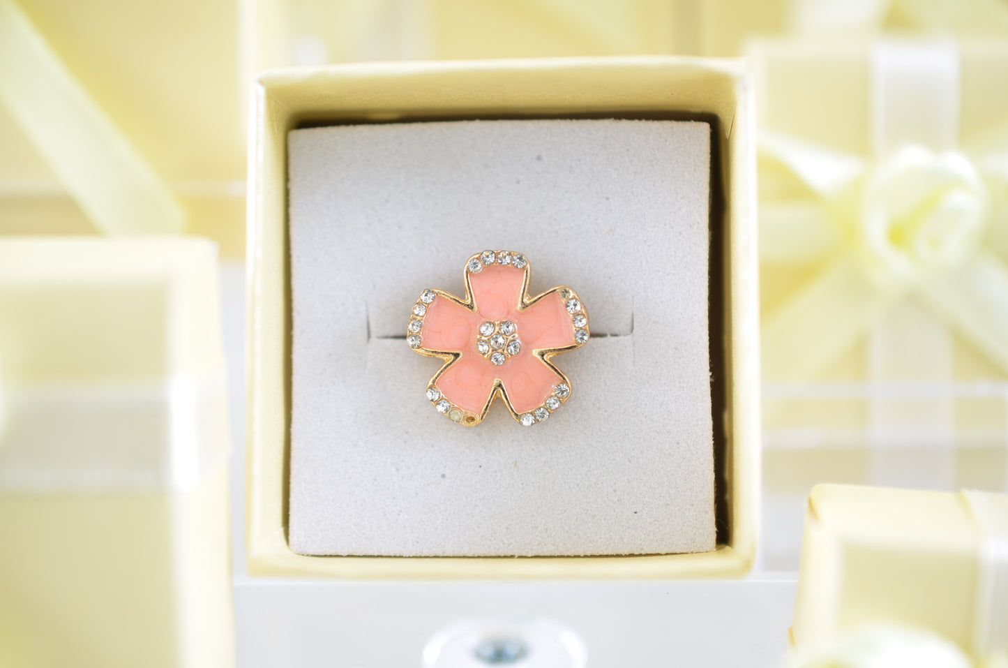 Light Orange - Pink Flower Charm for Belts, Bags and Watch Bands