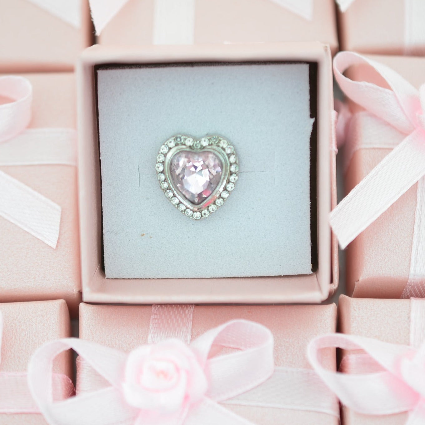 Pink halo heart charm for watch bands and belts