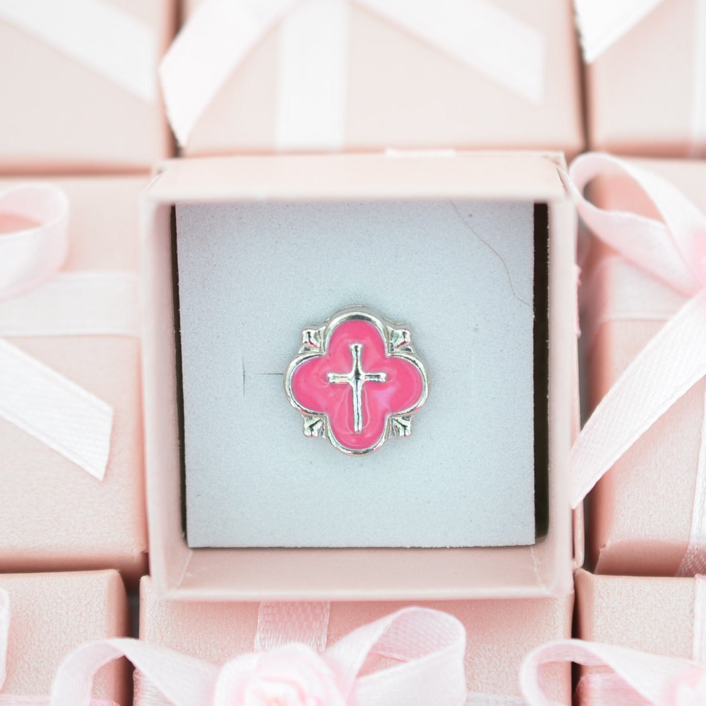 Pink Cross Charm for Watch Bands and Belts 