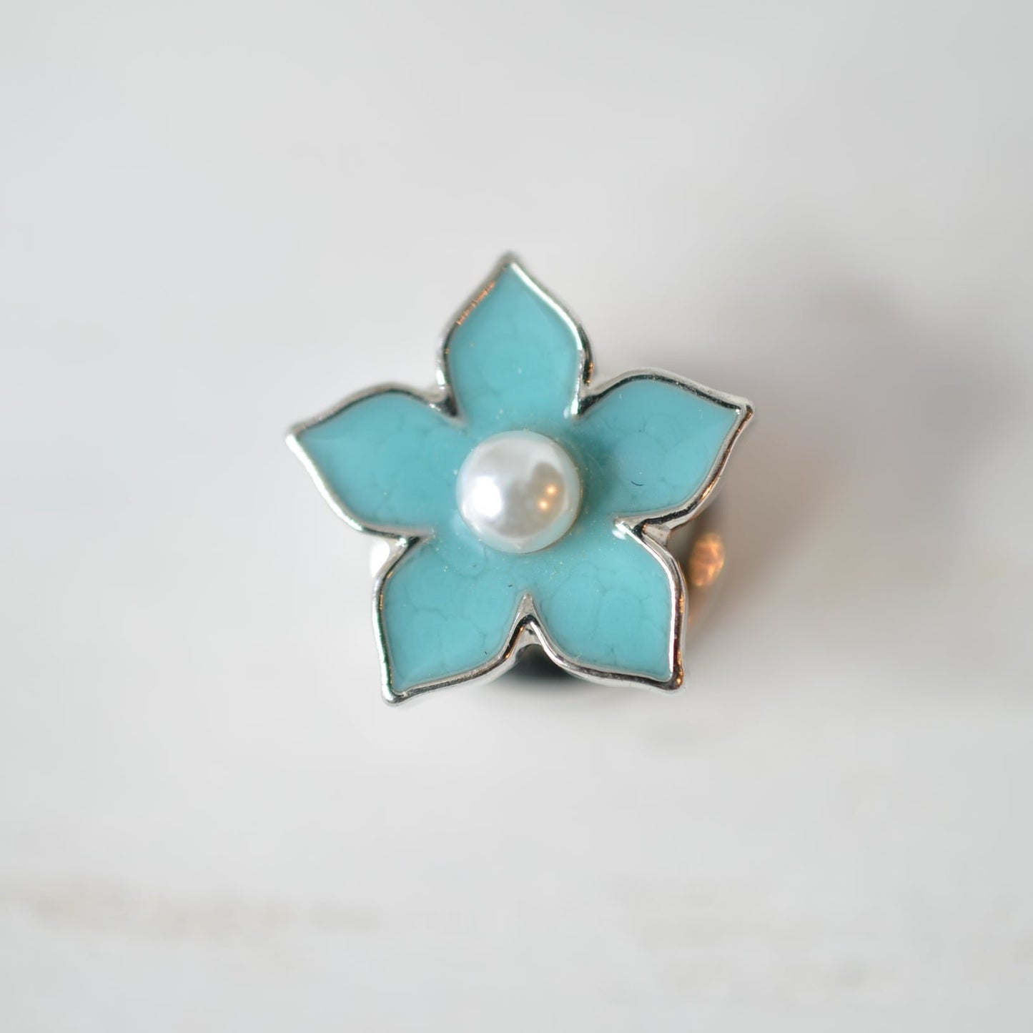 blue flower and pearl watch band charm