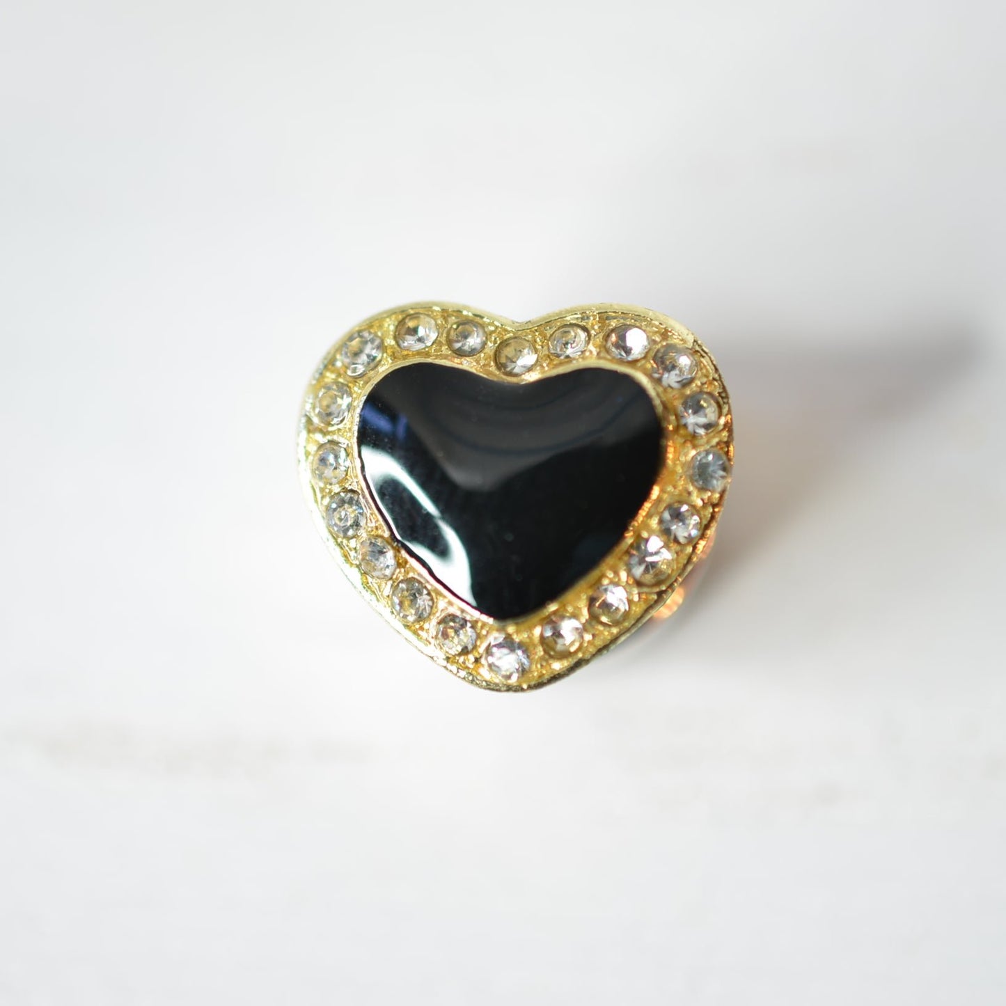 Gold coated black heart charm for watch bands