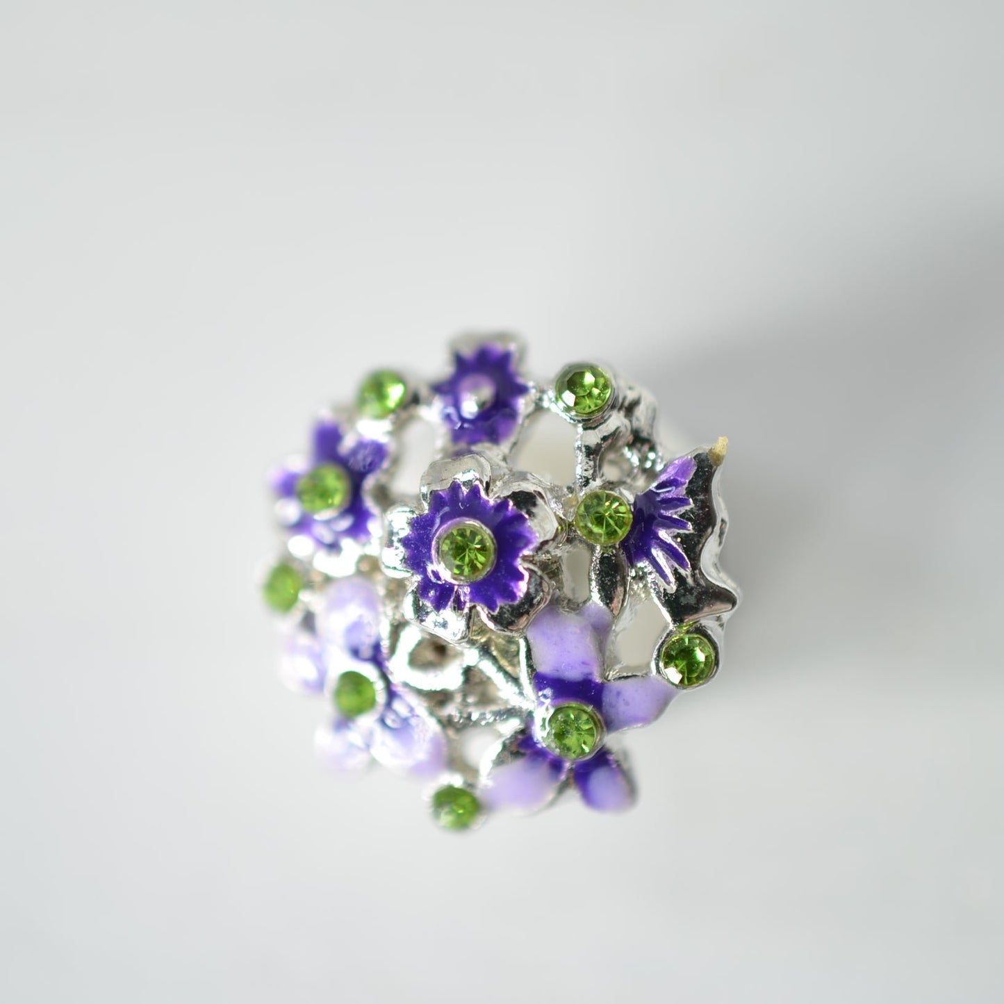 green and purple flower watch band charm