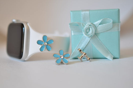 Blue Double Heart charm for watchbands