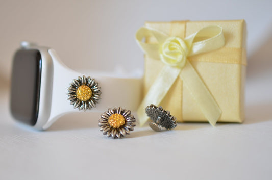 Two Tone Silver Sunflower Charm