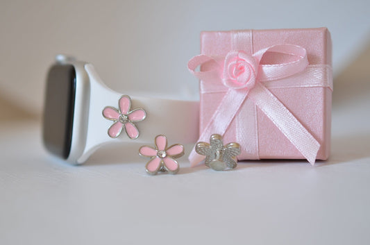 pink flower petal charm for watchbands
