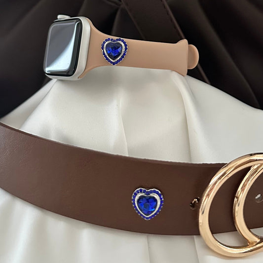 Beautiful Royal Blue Heart Charm for Watch Bands, Belts and Bags