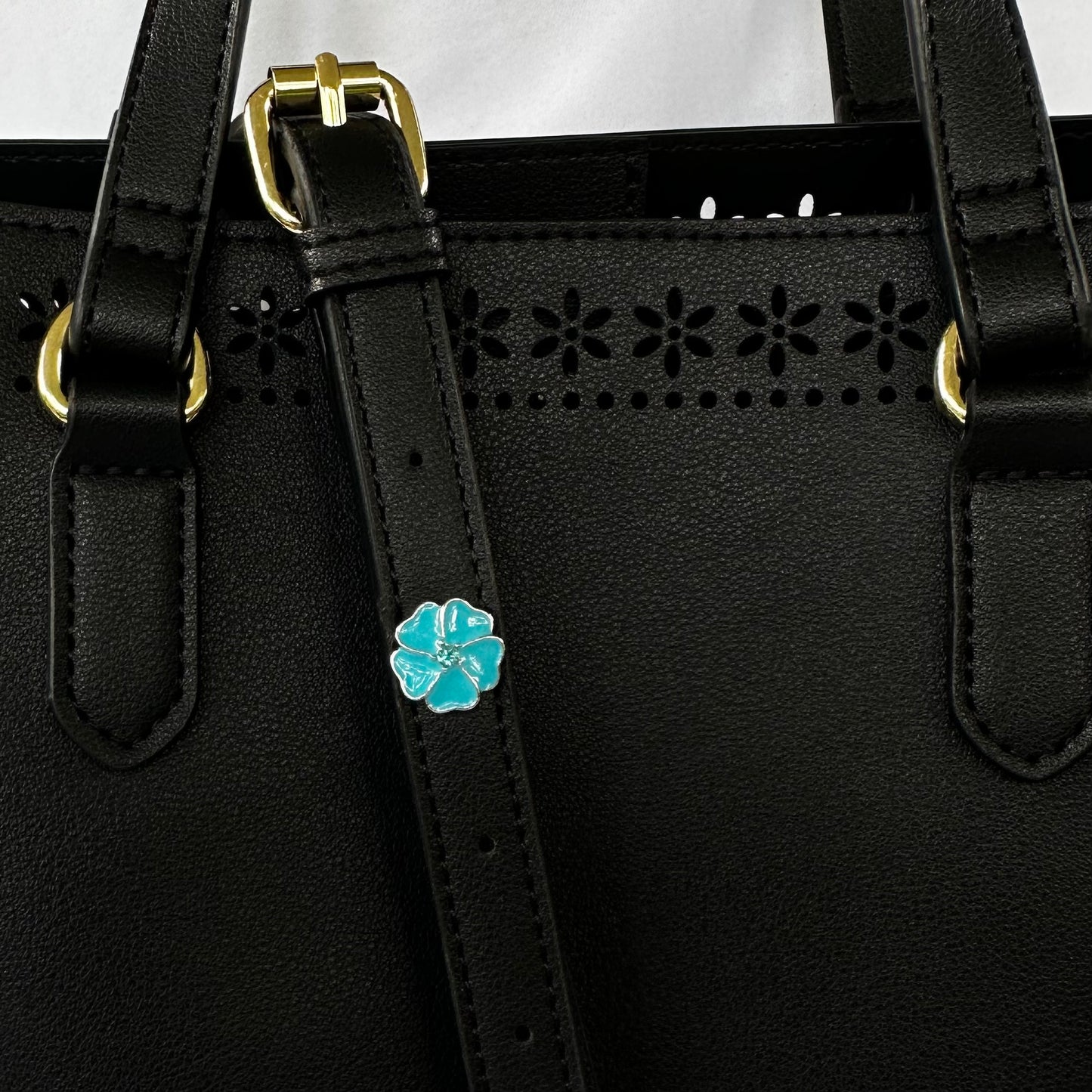 Light Blue Flower Charm for Bags and Belts